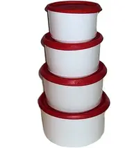 Tupperware Set of 4 Topper Canister with Red Seals