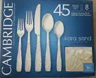 45pc Cambridge Kara Sand Service for 8 W/ 5 Pc Hostess Flatware Set NEW IN BOX