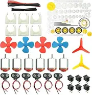 EUDAX 6 Set DC Motors Kit Mini Electric Hobby Motor 3V -12V 25000 RPM Strong Magnetic with 86Pcs Plastic Gears 9V Battery Clip ConnectorBoat Rocker SwitchShaft Propeller for DIY Science Projects