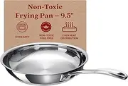 [ALVA] Chef 9.5" Tri-Ply Stainless Steel Frying Pan, Professional-Grade 18/10 Steel - Superior Heat Distribution - Ergonomic Stay-Cool Handle - Oven Safe - All Cooktops & Induction Compatible, PFAS-Free