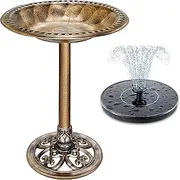 Bird Bath with Solar Powered Fountain for Outsides Garden, 28 Inch Copper Birdbath with Solar Water Fountain Bird Bath Bowl for Outdoor Pool Yard Hotel Landscape Decor