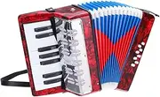 uxcell Accordion, 17 Keys 8 Bass Button Accordion Mini Musical Instrument Lightweight for Adults Beginners Educational, Red
