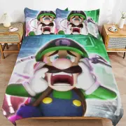 a1501 Luigi\'s Mansion Duvet Cover Set, 3 Piece Bedding Set 86x70" Double Sided Printing Decorative Comforter Cover Set (1 Duvet Cover + 2 Pillow Shams