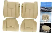 Driver and Passenger Bottom and Top Lean Back Tan Leather Seat Cover