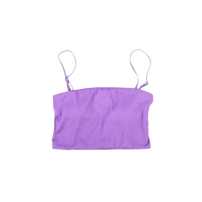 Cotton On Women's Swim Top Ribbed Long-Line Bandeau Purple M