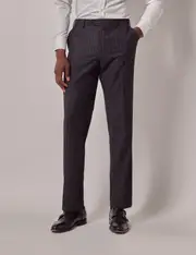 Hawes & Curtis Charcoal Chalk Stripe Wool Classic Fit Suit Trousers Size: 40" (EU 56)