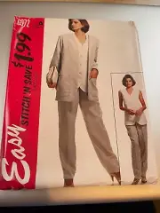 McCalls Pattern 6972 Ms EZ Stitch 'n Save Unlined Jacket~Vest Top~Pants Sz 10-16