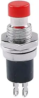 6pcs 7mm Thread 2 pin Mini Momentary Push Button Switch Normally Closed-Open Press The Reset Momentary Switch,red,Press Off-NC