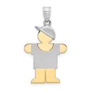 14k Two-tone Gold Two-tone Gold Large Boy w/Hat on Right Engravable Charm