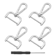 4Pcs Swivel Clasps, 1.25" D Ring Detachable Snap Hook with Screwdriver, Silver