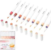 9 Colors Acrylic Paint Markers, Direct Liquid Acrylic Marker Pen with Automatic Ink Control System, Brush Tip for Rock Painting, Wood, Stone, Fabrics, DIY Craft (Pig 2.0)