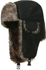 [SKHAOVS] Black Winter Hat,Ear Protection Windproof Cold Wind and Snow Cap,Trapper Hat with Ear Flaps Men Women,Hunter Hat