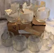 Lot 10 Vintage 1970s Nescafe Glass Old World Globe Etched Coffee Mugs Cups 6 NOS