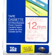 Brother Tze-132 12mm Red On Clear Tze Tape