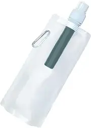 Carbon Filter Water Bag - 500ml Drinking Purifier Water Bag, Field Carbon Drinking Purifier | Outdoor Carbon Filter Foldable Water Bag with Silicone Converter, Sport Hydration Bladder Water Bag