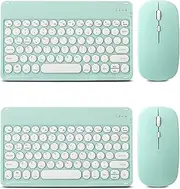 2 Pack Bluetooth Keyboard and Mouse Combo for iPad - Rechargeable Wireless Keyboard & Mouse Compatible with iPad 9th/8th Gen, iPad Pro/Air/Mini, iPhone14/13/12 Pro, Round Keys Green