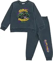 [Monster Jam] Fleece Sweatshirt and Jogger Pants Outfit Set Toddler to Big Kid Grave Digger