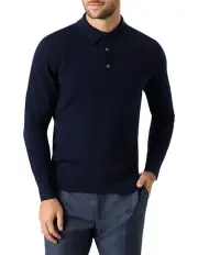 [MJ Bale] Fraser Ashby Polo Knit Sweater in Blue