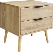 Milano Decor Bedside Table Paddington Drawers Nightstand Unit Cabinet Storage, Light Brown