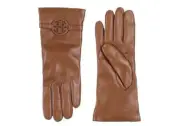 NWT TORY BURCH Miller T-Logo Leather Gloves 75711 BISTRO BROWN SIZE 7