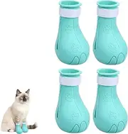 Silicone Cat Anti-Scratch Shoes, 4Pcs Anti-Scratch Silicone Cat Shoes Boots,Anti Scratch Silicone Cat Feet Cover,Silicone Cat Foot Cover Cat Feet Protective Cover,Anti-Scratch Silicone Cat Shoes Boot