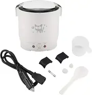Mini Rice Cooker, 12v Portable Travel Rice Cooker for Car 1L Multifunctional Electric Food Steamer Fast Cooking Without Burning Fully Automatic with Non Stick Rice Pot Multicooker for Camping (White)