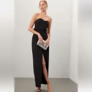 Jewel x Badgley Mischka Strapless Black Gown NWT