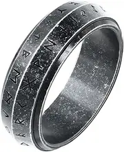 [Nanafast] 8mm Viking Anxiety Spinner Ring for Men Women Stainless Steel Viking Rings for Men Double Line Viking Rune Fidget Rings Black/Silver/Gold/Retro Men's Viking Jewelry Gift