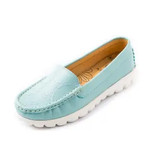 【ALAIN DELON】樂活粉嫩真皮舒適休閒鞋A76101(3色 白色 粉色 淺藍色)