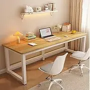 HOLGVE Small Conference Table, Rustic Square Office Computer Desk, Many Combined Use Seminar Training Table, White Writing Meeting Table(Wood,55.1x23.6in/140x60cm)