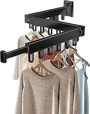 ZYODUOB Aluminium Tri-Fold Wall Mounted Drying Rack, Space Saving, For Clothing, Home Balcony (Black)