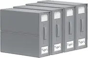 CHONYI 4PCS Bed Sheet Organizers and Storage,Foldable Linen Closet Organizer with Window and Label Bedding Folder Storage Box Container for Blanket, Duvet Cover Set (grey)
