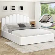ALFORDSON Bed Frame Double Size Gas Lift Storage Base Wooden White MILTON