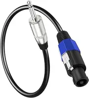 PNGKNYOCN 1/4 to Speakon Adapter Cable，22AWG 6.35mm (1/4") TS Male Plug to Speakon Male Speaker Cable for Speakers, Power Amplifier, Stage Lighting （0.5M）