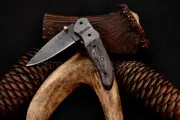 Custom Handmad Damascus Steel Pocket Folding Knife Damascus Bolster Colour Bone