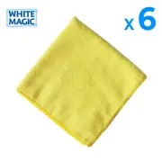 6X YELLOW Microfibre Cloths White Magic Cleaning Cloth Towels