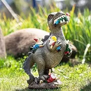 SOWSUN Garden Gnome Statues Outdoor Decor, 14” Dinosaur Art Outdoor for Fall Winter Garden Decor, Patio, Lawn, Yard Decoration, Housewarming Gift