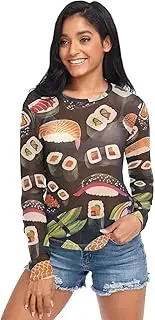 [RPLIFE] Sushi Black Sheer Shirts, Mesh Tops for Women Sexy S-XXL