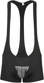 [4UFIT] Men's Jockstrap Leotard Underwear Mesh Bulge Pouch Briefs Jumpsuit Wrestling Singlet Bodysuit