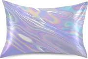 Iridescent Satin Pillowcase, Smooth and Cool Silk Pillow Case, Soft and Breathable Envelope Closure Silk Pillowcase for Hair and Skin,Queen Size 20 x 30in