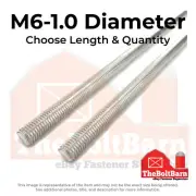 M6-1.00x1000 A4-70 Stainless Steel Fully Threaded Rods Coarse Thread (Pick Qty)