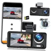 Dash Camera, 3 Channel Dash Cam Front and Rear,1080P Full HD Dash Camera for