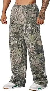 [MSBESYOR] Mens Baggy Camo Graphic Print Sweatpants Workout Athletic Joggers Pants for Men Wide Leg Hunting Sweat Pant