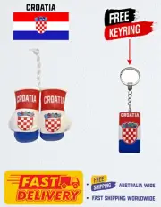 CROATIAN FLAG , CROATIA , MINI BOXING GLOVES , BUY 1 PAIR GET 1 FREE KEYRING