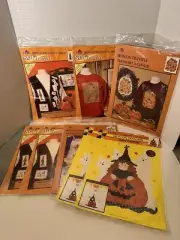 Plaid Iron On Transfers Lot Of 8 Fall Halloween Pumpkin Patch Vintage