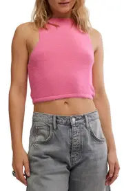 Free People Warm Fluff Crop Sweater Tank in Neon Pink at Nordstrom, Size Small