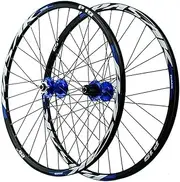 Mountain Bike Wheelset 26/27.5/29 Inch, Aluminum Alloy Rim 32H Disc Brake MTB Wheelset, QR 1-1/2" Front Rear Wheels Black Bike Wheels, Fit 7-11 Speed Cassette Bicycle Wheelset
