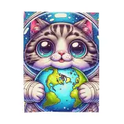 Velveteen Plush Blanket Cartoon Cat World Peace Earth Galaxy Cute Fun Decor Pet