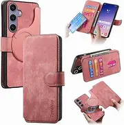 [PONRFEKT] for Oppo Find X5 Pro Leather Wallet Case,Flip Protective Phone Case with[4 Card Slots][RFID Blocking] Super Strong Magnetism 2-in-1 Cover,Pink