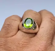 Natural Peridot Ring Original Ring For Boyfriend Gift Sterling Silver 925 Ring